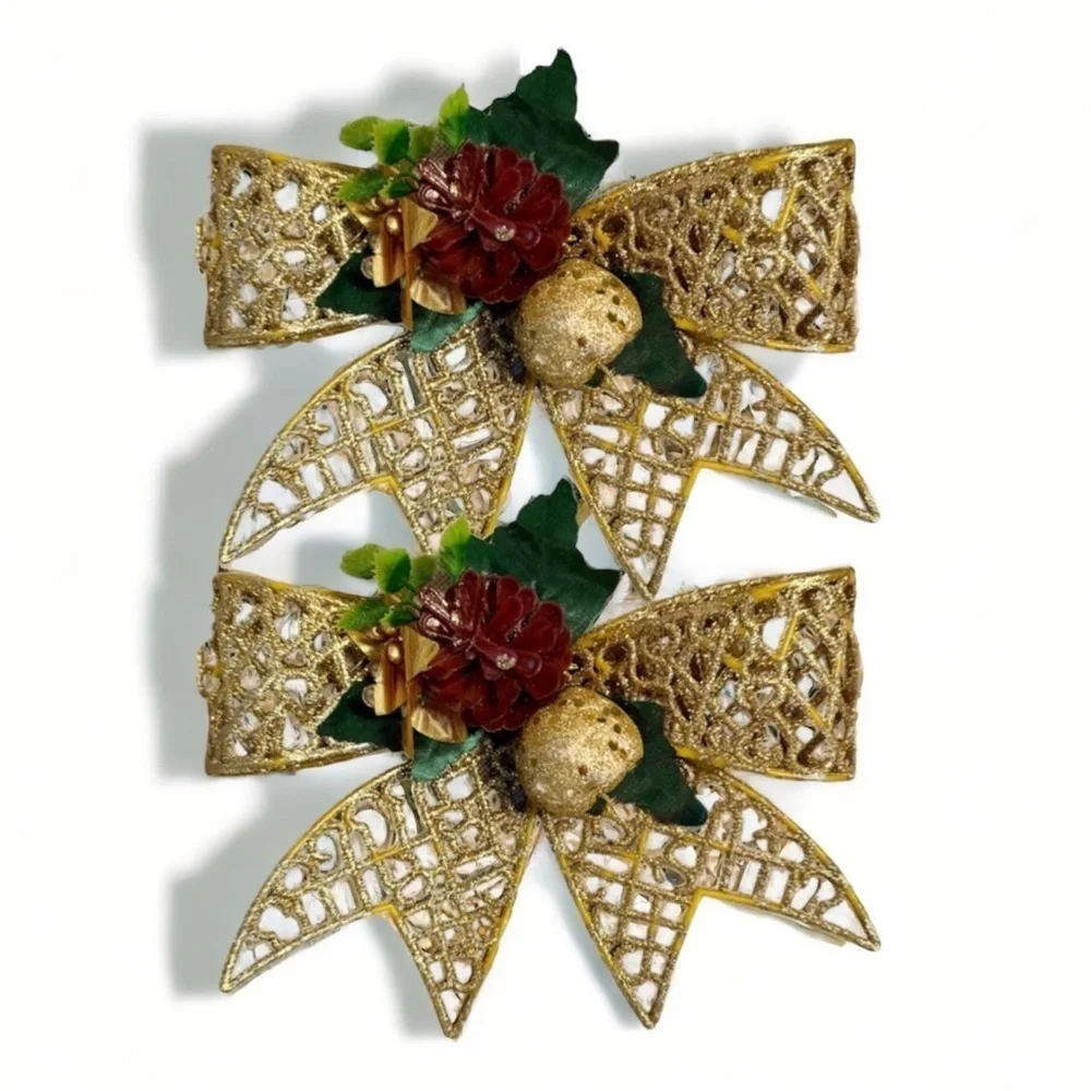 Gold Glittery Christmas Bows